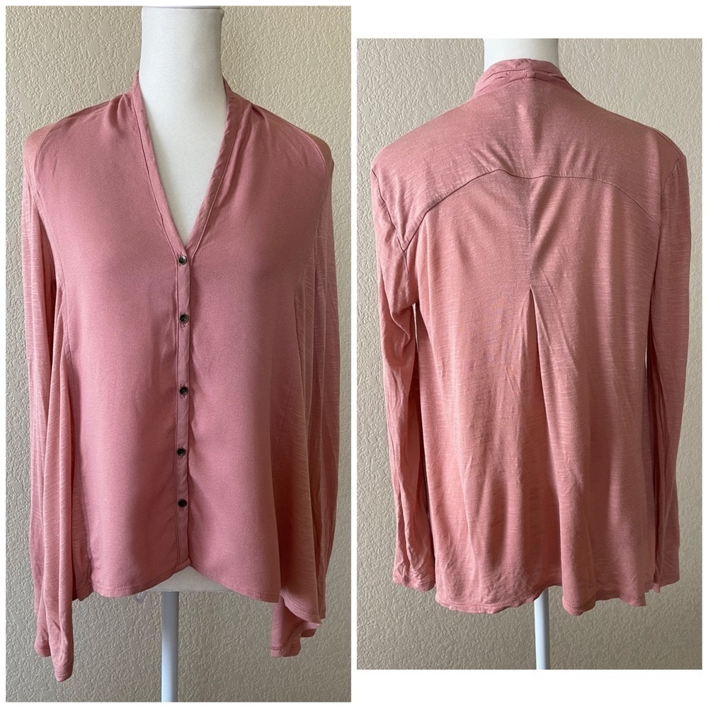 Lucky Brand dusty rose flowy button up - x-small